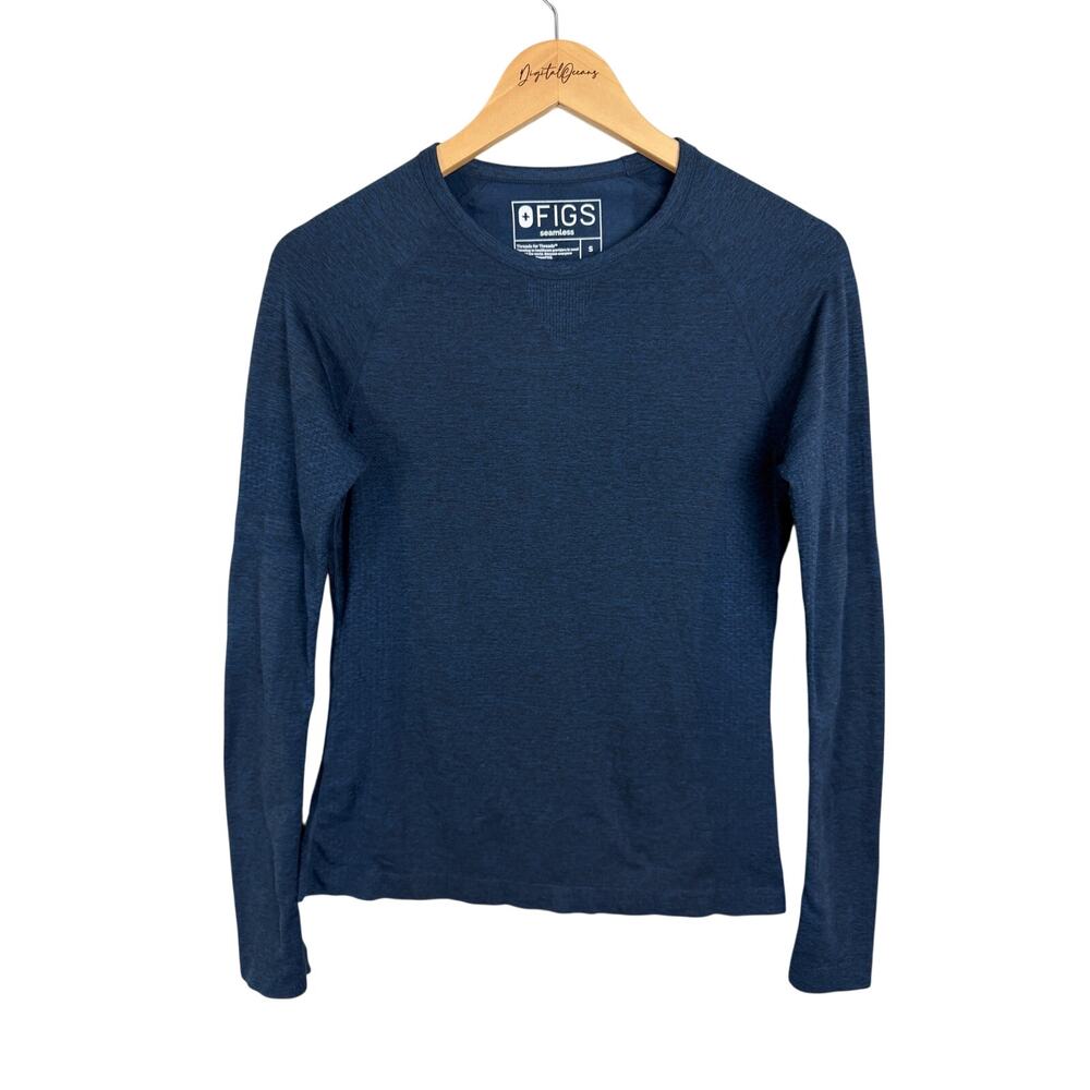 FIGS Salta Seamless Long Sleeve Underscrub Navy Blue S Scrubs Stretchy Slim Fit